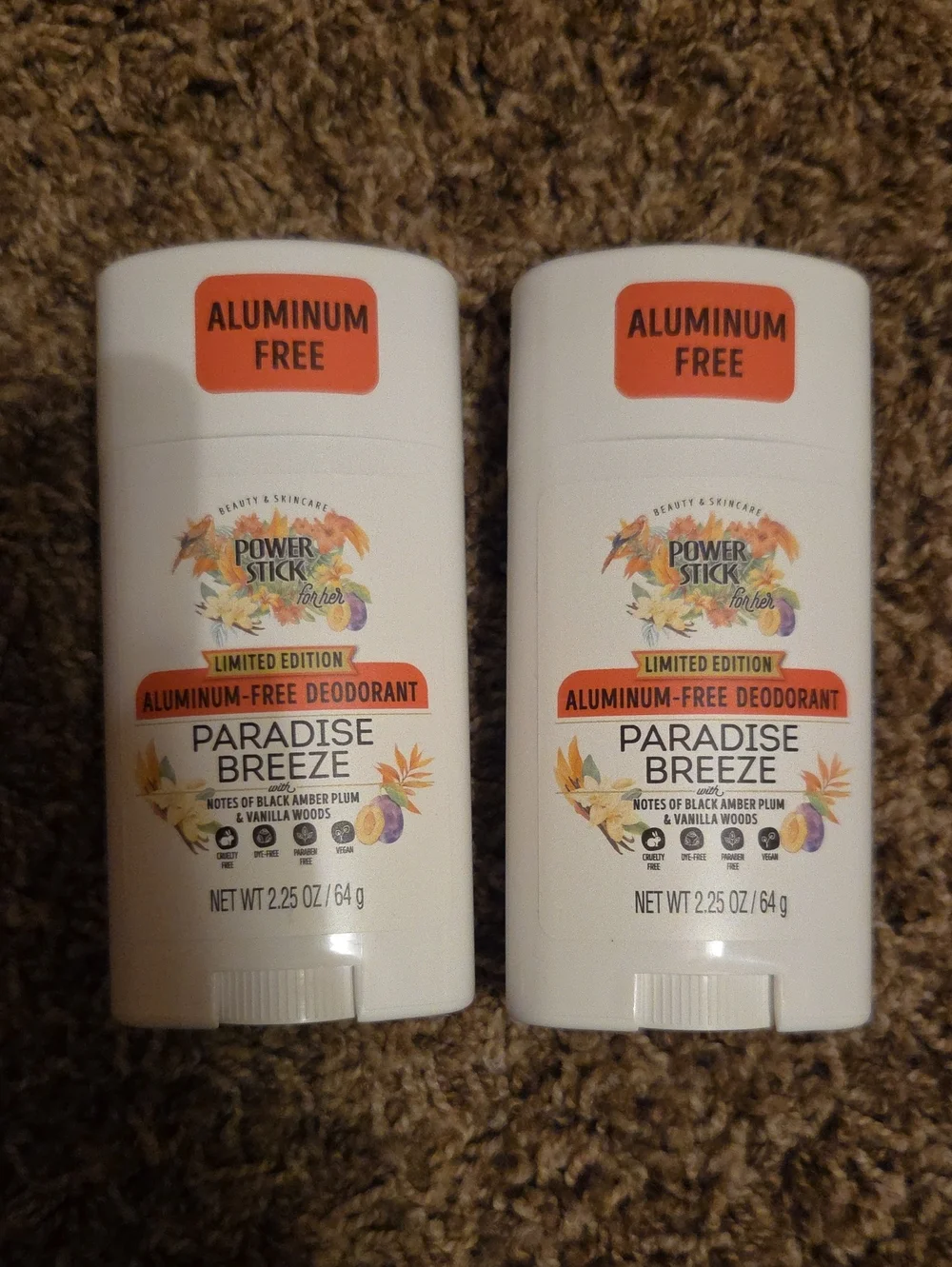 2 Paradise Breeze Aluminum-Free Deodorants